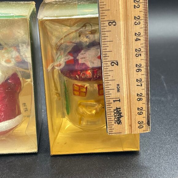 Vintage Kurt S.Adler Christmas Tree Ornaments Glass Santa & Round Cottage - Picture 8 of 8